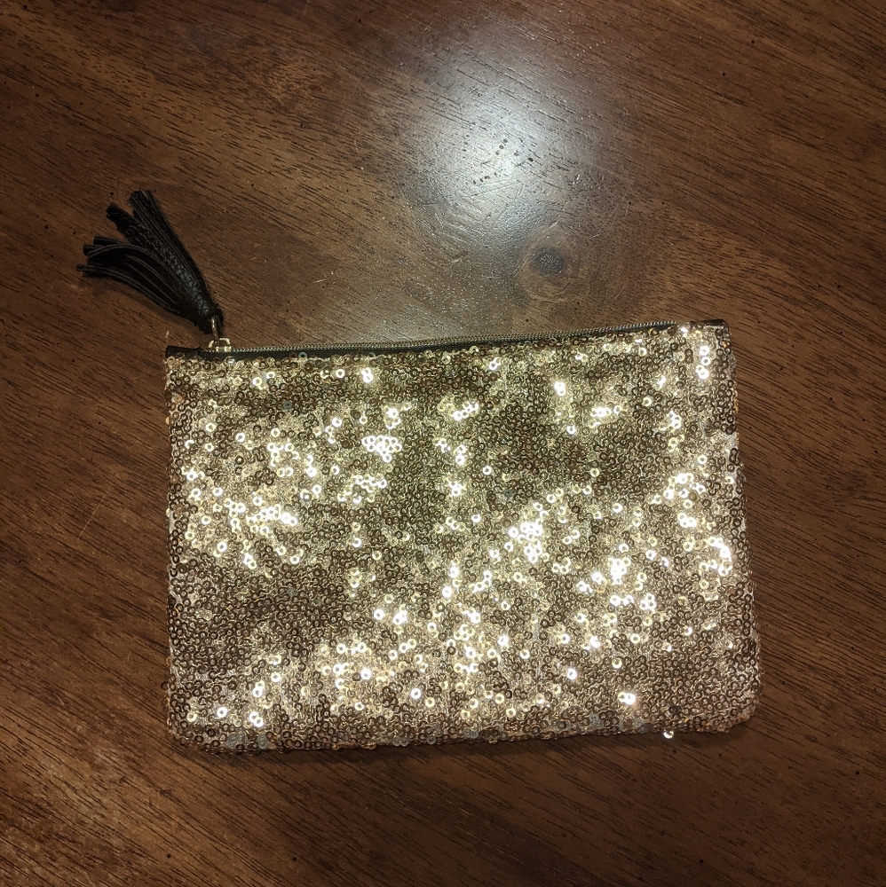 Golden makeup bag
